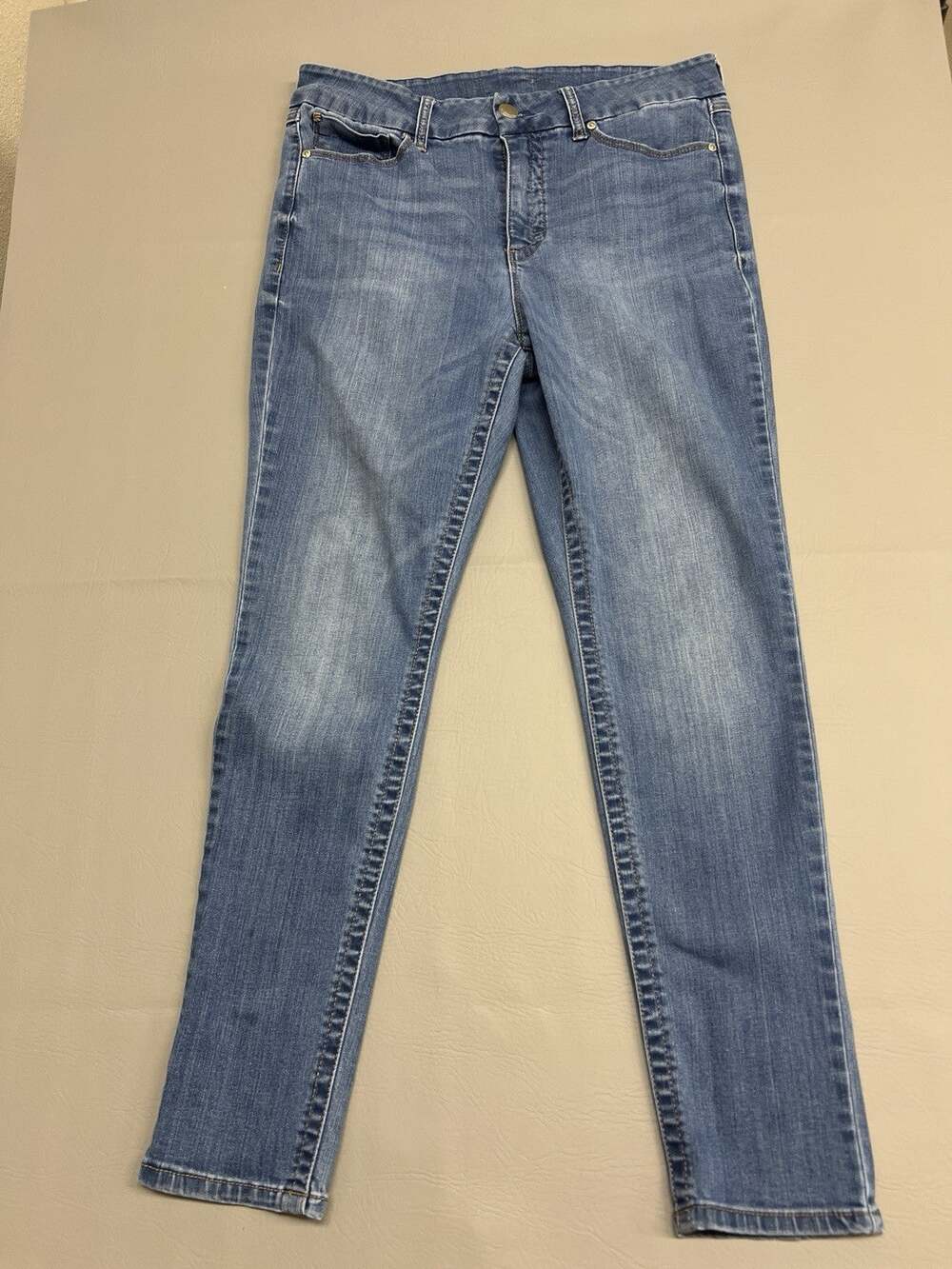 Seven7 Tummyless Skinny Jeans Size 14 Medium Wash Stretch Denim Five Pocket